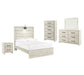 Cambeck  Panel Bed With Mirrored Dresser, Chest And Nightstand