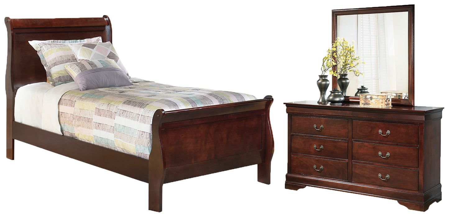 Alisdair  Sleigh Bed With Mirrored Dresser