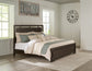 Covetown King Panel Bed with Mirrored Dresser, Chest and 2 Nightstands