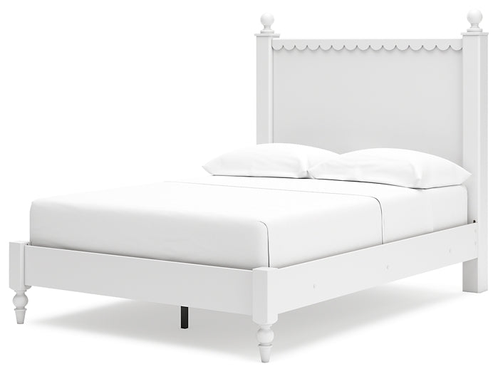 Mollviney Full Panel Bed with Mirrored Dresser