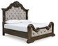 Maylee Queen Upholstered Bed with Mirrored Dresser