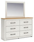 Linnocreek King Panel Headboard with Mirrored Dresser