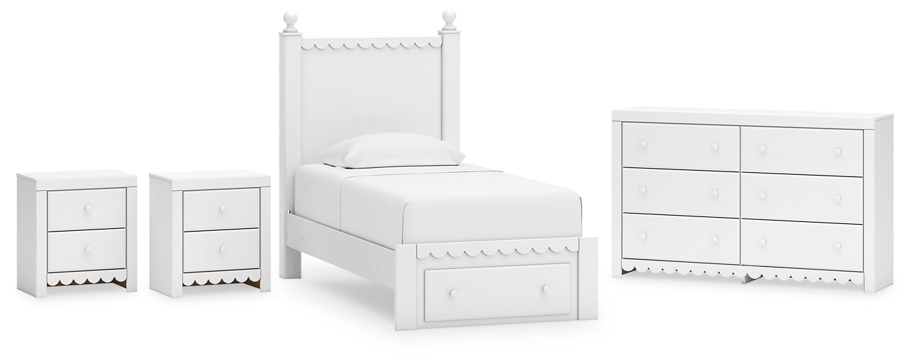 Mollviney Twin Panel Storage Bed with Dresser and 2 Nightstands