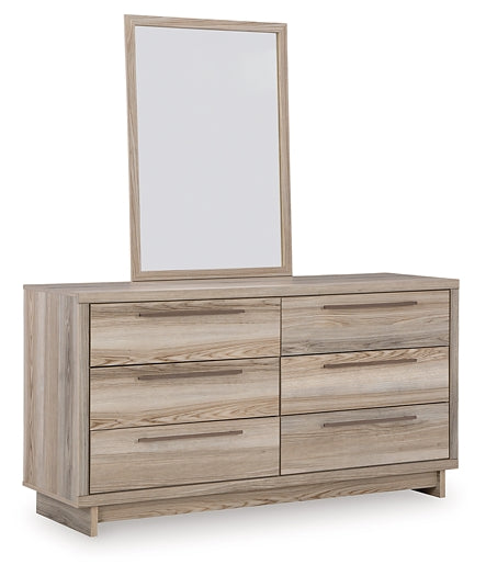 Hasbrick King Panel Headboard with Mirrored Dresser and 2 Nightstands