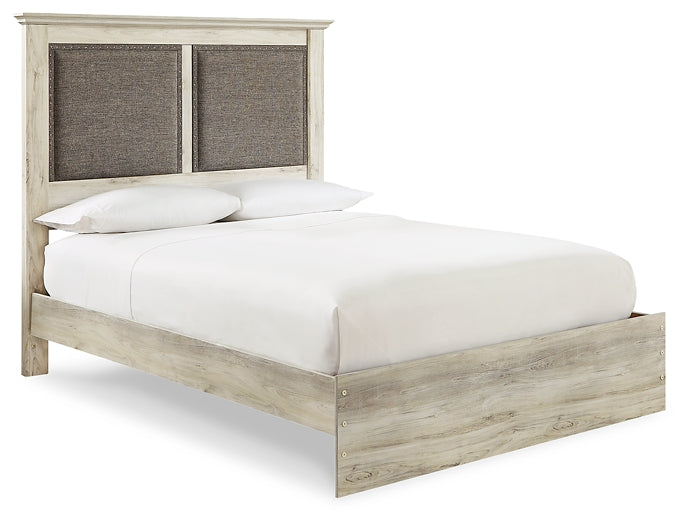 Cambeck King Upholstered Panel Bed with Mirrored Dresser, Chest and 2 Nightstands