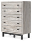 Vessalli King Panel Headboard with Mirrored Dresser, Chest and 2 Nightstands