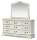 Arlendyne California King Upholstered Bed with Mirrored Dresser and Chest