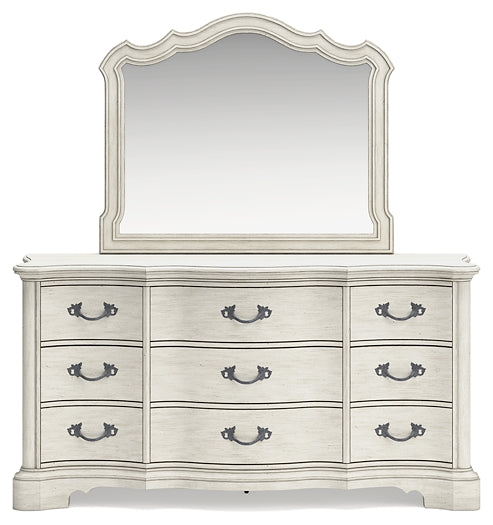 Arlendyne California King Upholstered Bed with Mirrored Dresser, Chest and Nightstand